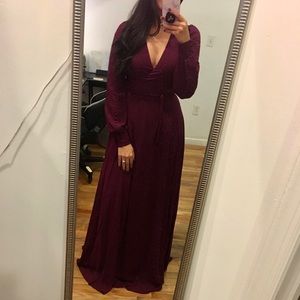 Lulu’s Plum Long Sleeve Wrap Dress